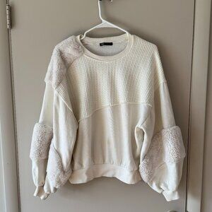 Zara Womens Sweater Cream Small Designer Style Unique